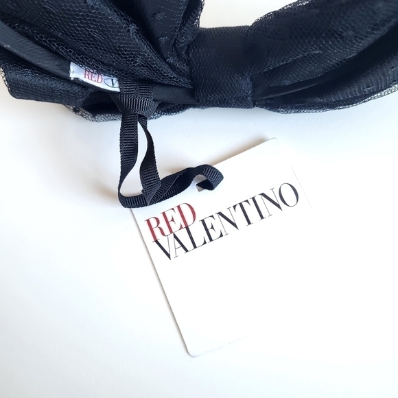 New Red Valentino Point D\'esprit Tulle Side Maxi Bow Black Headband New With Tag main image 4